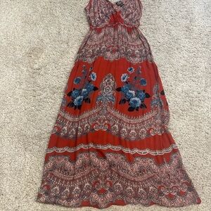 Angie Red and Blue Floral Maxi Dress